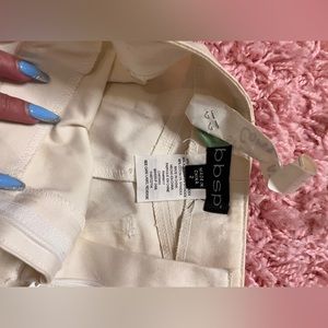 3 pieces of white with rhinestone accents bandeau, skirt, & shorts